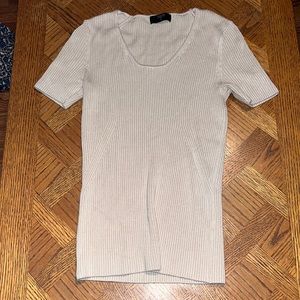 White beige, solid, tight fit blouse